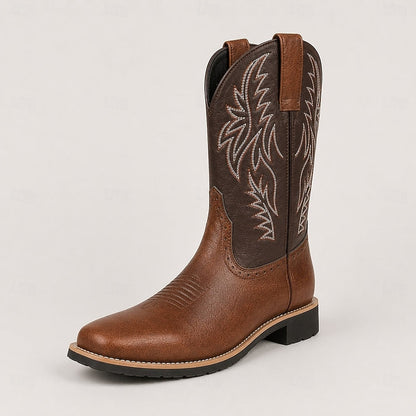 Kessoro men's embroidered western cowboy boots in brown or black, view 3 of 10