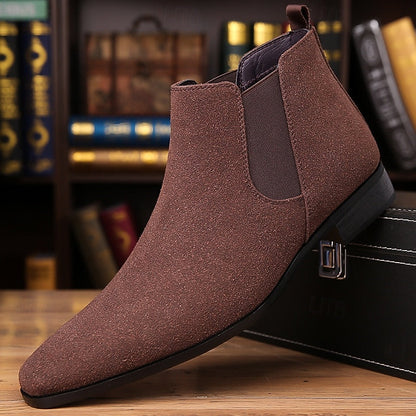 Kessoro men's classic elastic side panel ankle Chelsea boots in red brown, coffee, black, beige and blue - view 2