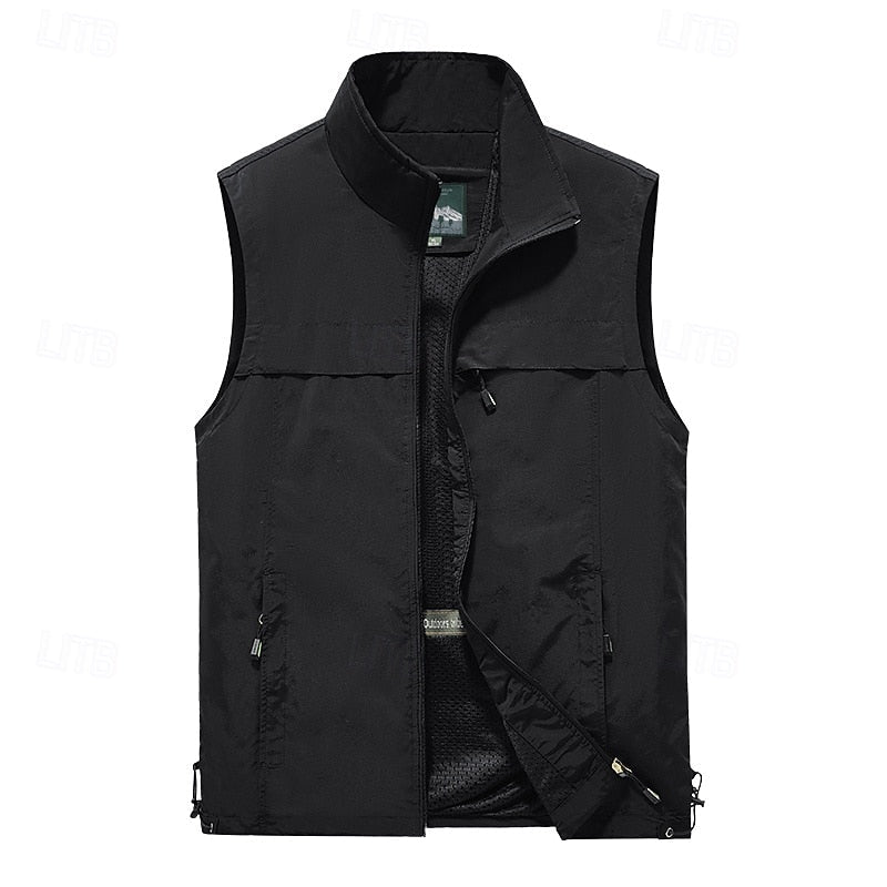 Kessoro men's multi-pocket outdoor utility vest in dark blue, red, khaki, army green and black – image 7 of 7