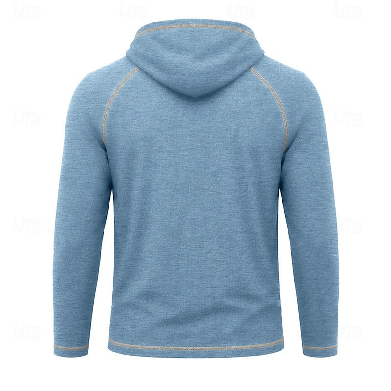 Kessoro men's raglan-sleeve drawstring pullover hoodie in assorted colourways, view 15