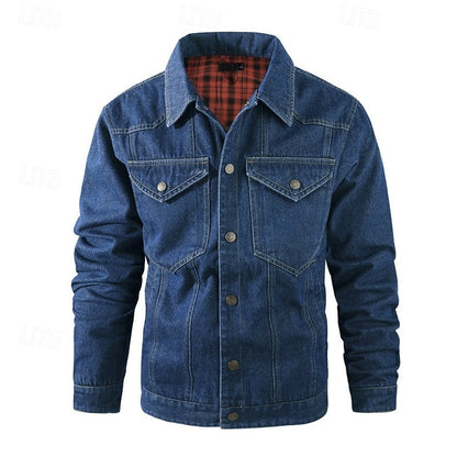 Kessoro men's rugged check-lined everyday jacket in brown, dark blue, black and green