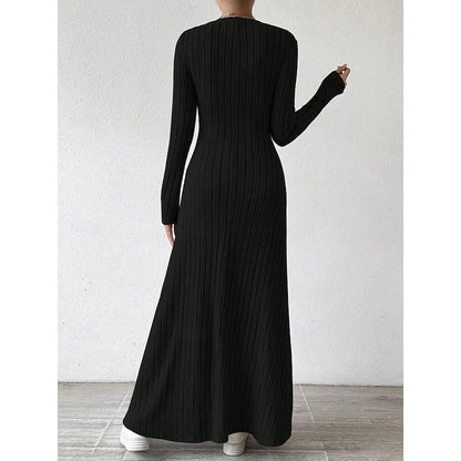 Kessoro women's ribbed long-sleeve fitted maxi dress with an elongating silhouette