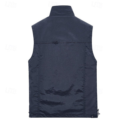 Kessoro men's multi-pocket outdoor utility vest in dark blue, red, khaki, army green and black – image 2 of 7