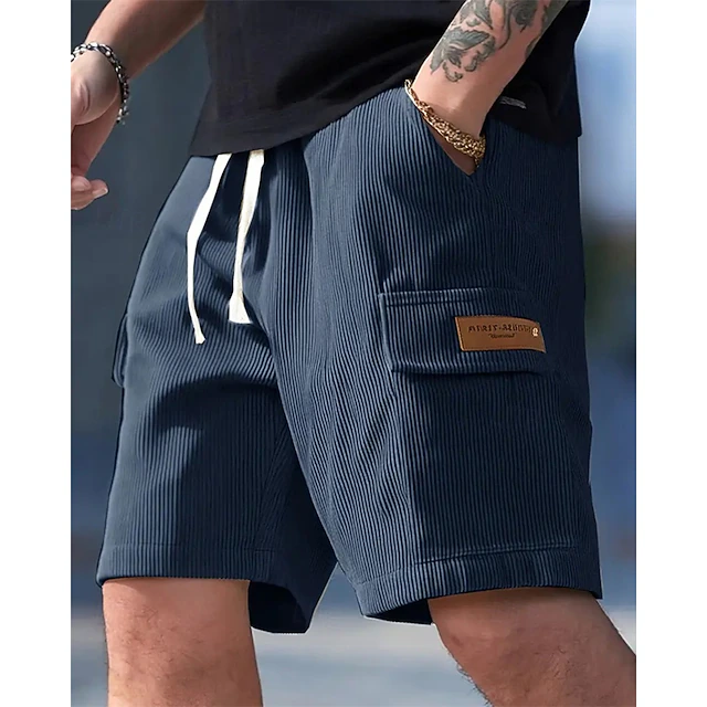 Kessoro men's relaxed fit drawstring cargo shorts in neutral, green and navy tones