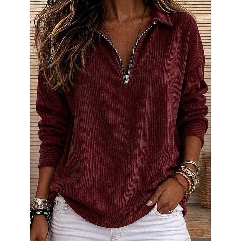 Kessoro women's ribbed quarter-zip pullover sweater in red, black, light purple, green and yellow – image 1 of 5