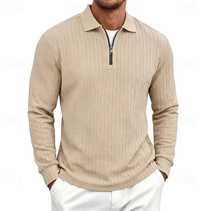 Kessoro men's textured quarter-zip polo shirt in one of six colourways, view 2 of 10