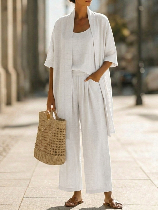 Kessoro women's lightweight summer three piece outfit set in white, wine, blue and more