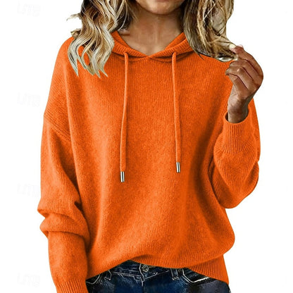 Kessoro women's relaxed hooded knit sweater in green, blue, khaki, orange and pink