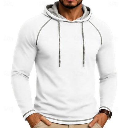 Kessoro men's raglan-sleeve drawstring pullover hoodie in assorted colourways, view 17