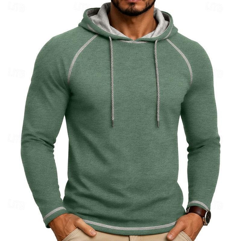 Kessoro men's raglan-sleeve drawstring pullover hoodie in assorted colourways, view 18