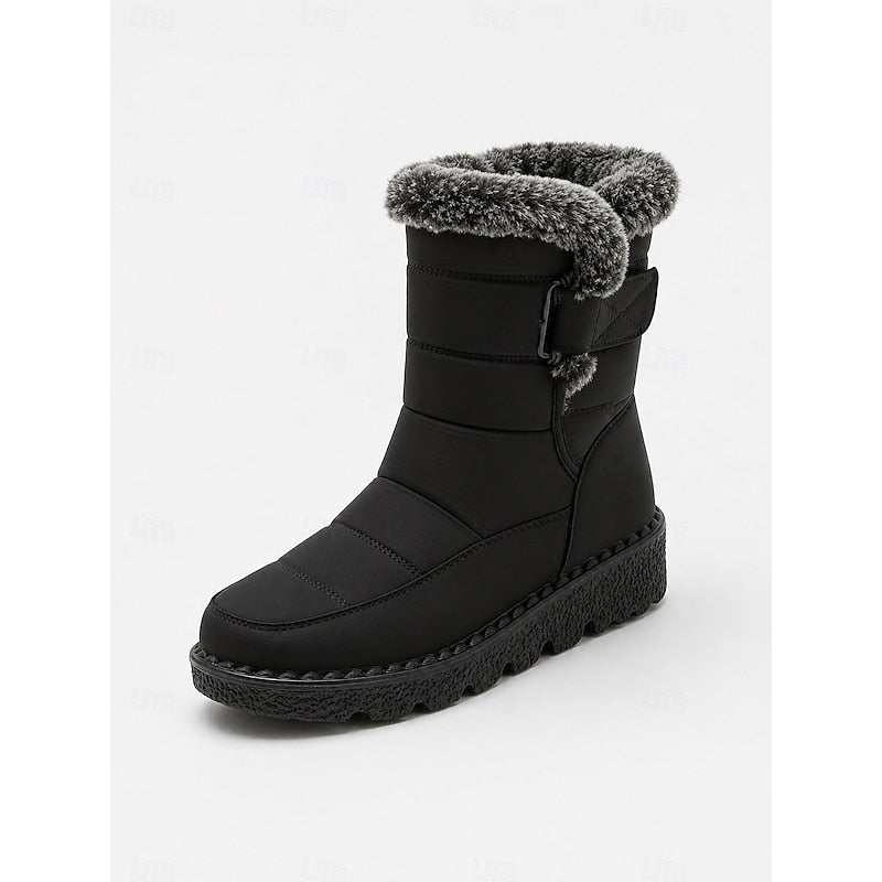 Kessoro Women's Quilted Fur-Trimmed Snow Boots in black and blue - women's footwear, view 6 of 12
