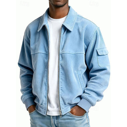 Kessoro Men's Ribbed Textured Jacket in navy blue, dark green, brown and more colours, image 9 of 13.