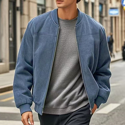 Kessoro men's lightweight stand-collar zip-up jacket in dark blue, blue, camel, black and army green – image 2 of 14