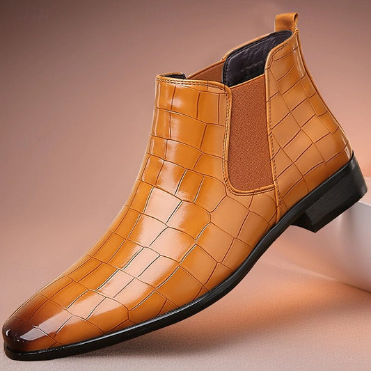 Kessoro Men's Polished Slip-On Chelsea Boots in black and brown tones - men's footwear, view 1 of 13