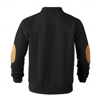 Kessoro waffle textured stand collar pullover for men in White, view 6
