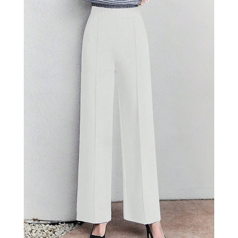 Kessoro women's high-waist wide-leg tailored pants in black and white