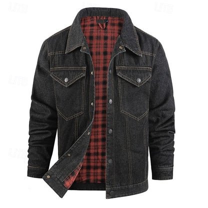Kessoro men's rugged check-lined everyday jacket in brown, dark blue, black and green