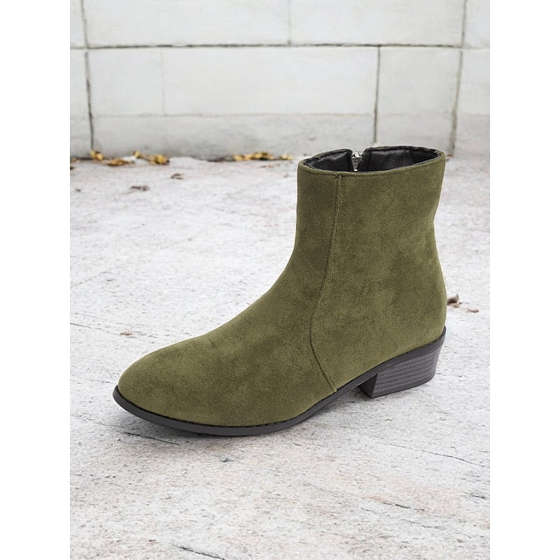 Kessoro women's side-zip low block heel ankle boots in brown, green and black - view 8