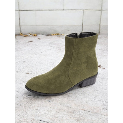 Kessoro women's side-zip low block heel ankle boots in brown, green and black - view 8
