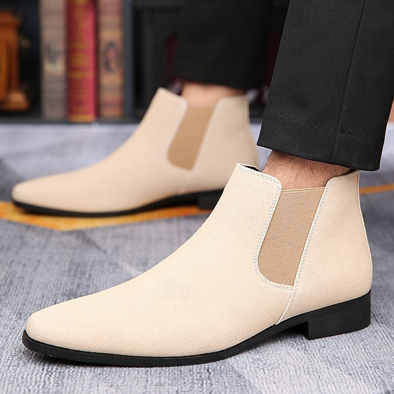 Kessoro men's classic elastic side panel ankle Chelsea boots in red brown, coffee, black, beige and blue - view 5