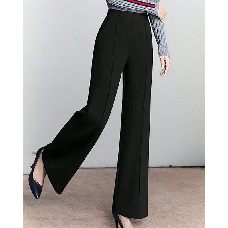 Kessoro women's high-waist wide-leg tailored pants in black and white