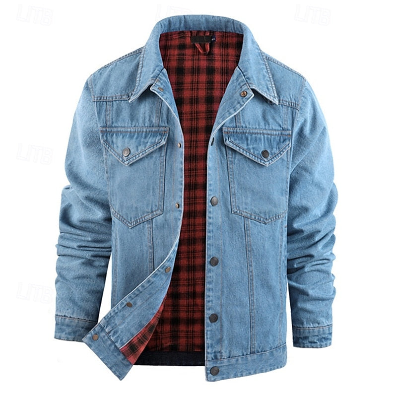 Kessoro men's rugged check-lined everyday jacket in brown, dark blue, black and green