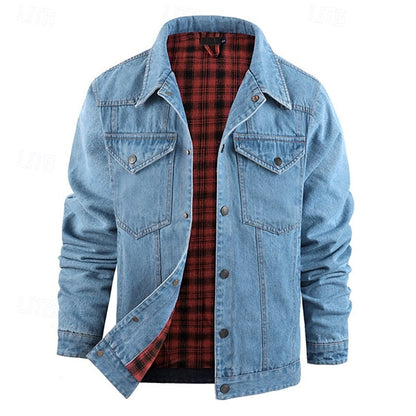 Kessoro men's rugged check-lined everyday jacket in brown, dark blue, black and green