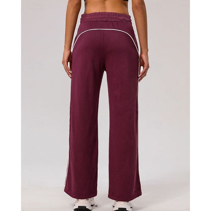 Kessoro women's relaxed side-stripe straight-leg joggers in wine, black or pink