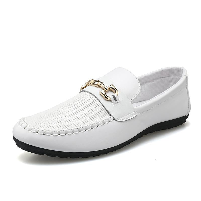 Kessoro men's refined slip-on bit loafers in black, white and yellow - product view 7