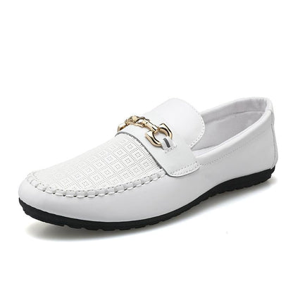 Kessoro men's refined slip-on bit loafers in black, white and yellow - product view 7