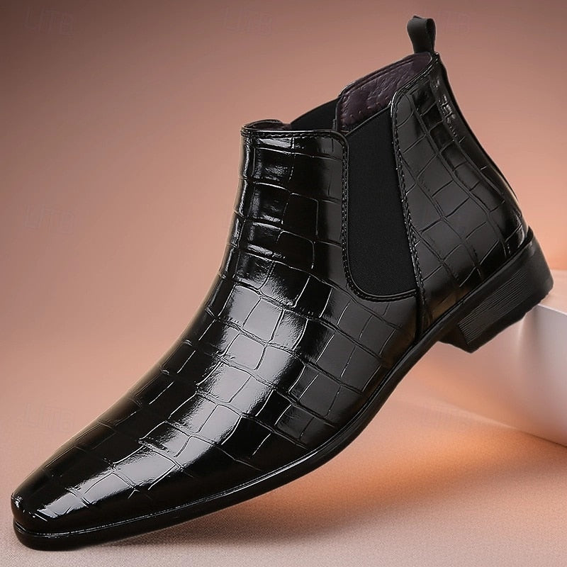 Kessoro Men's Polished Slip-On Chelsea Boots in black and brown tones - men's footwear, view 13 of 13