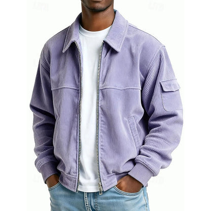 Kessoro Men's Ribbed Textured Jacket in navy blue, dark green, brown and more colours, image 5 of 13.