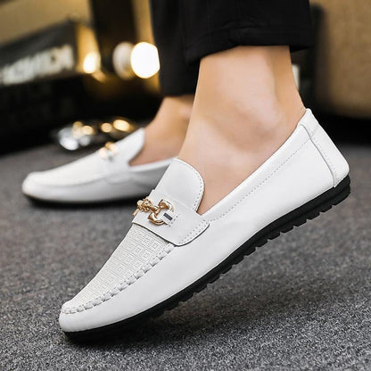 Kessoro men's refined slip-on bit loafers in black, white and yellow - product view 5