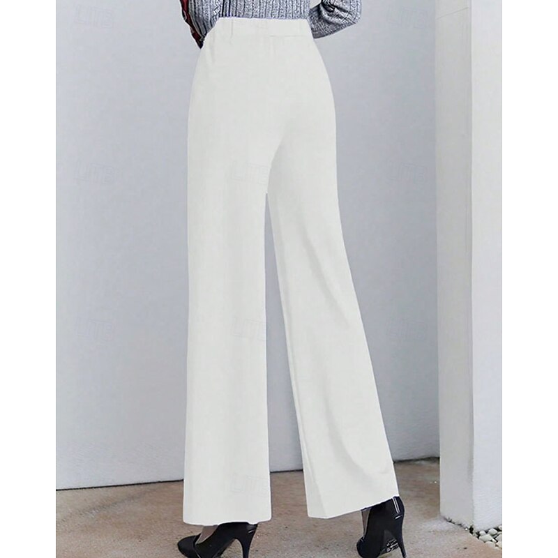 Kessoro women's high-waist wide-leg tailored pants in black and white