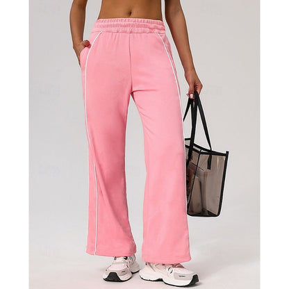 Kessoro women's relaxed side-stripe straight-leg joggers in wine, black or pink