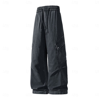 Kessoro men's relaxed wide-leg cargo pants with deep side pockets in neutral everyday tones