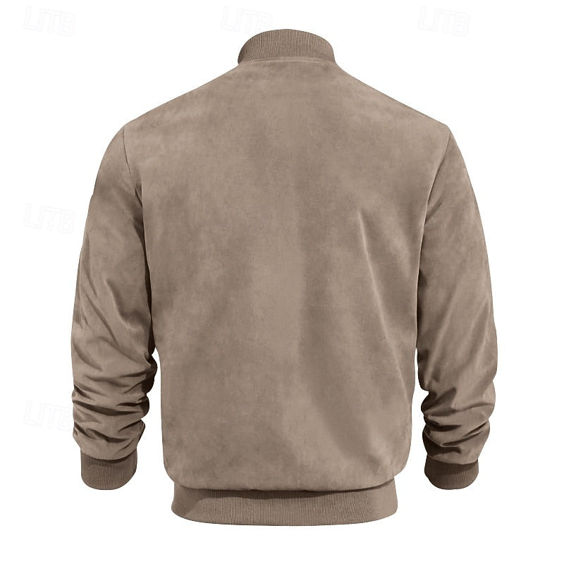 Kessoro men's lightweight stand-collar zip-up jacket in dark blue, blue, camel, black and army green – image 12 of 14