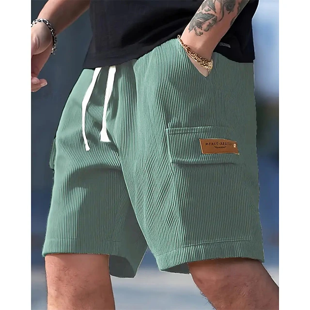 Kessoro men's relaxed fit drawstring cargo shorts in neutral, green and navy tones
