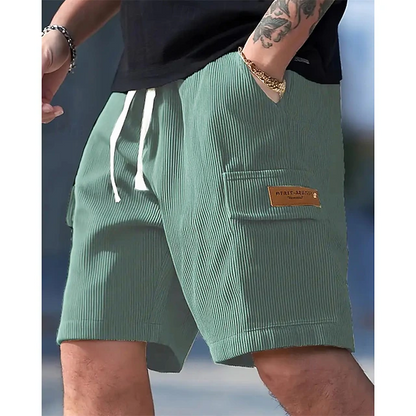 Kessoro men's relaxed fit drawstring cargo shorts in neutral, green and navy tones