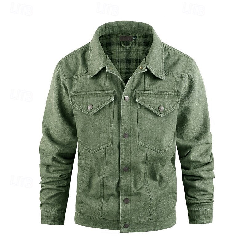 Kessoro men's rugged check-lined everyday jacket in brown, dark blue, black and green