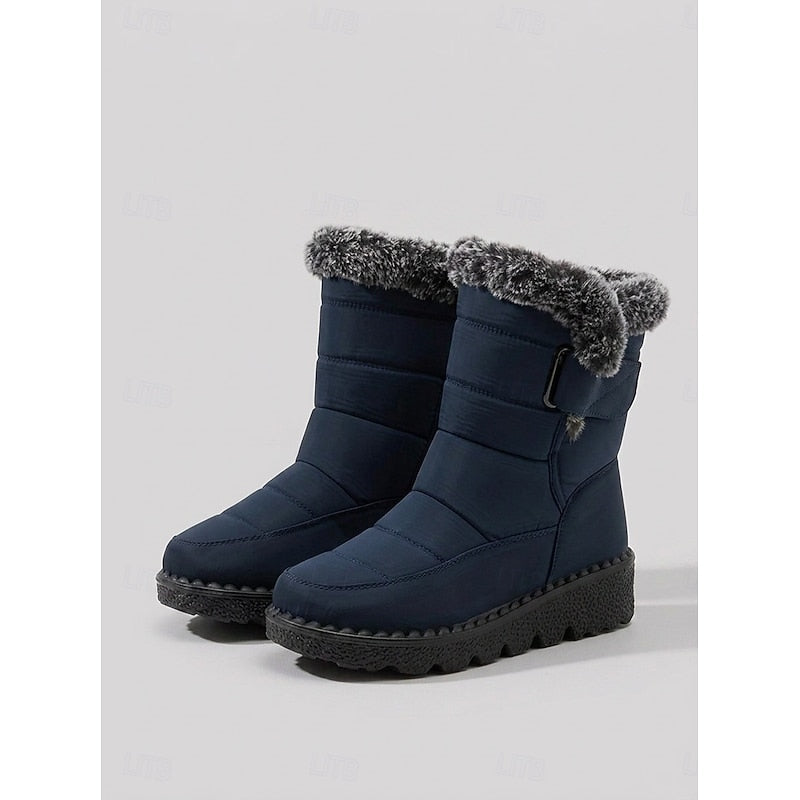 Kessoro Women's Quilted Fur-Trimmed Snow Boots in black and blue - women's footwear, view 2 of 12