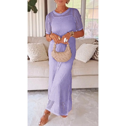 Kessoro women's cut-out layered long maxi dress in pastel and neutral colourways