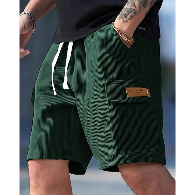 Kessoro men's relaxed fit drawstring cargo shorts in neutral, green and navy tones