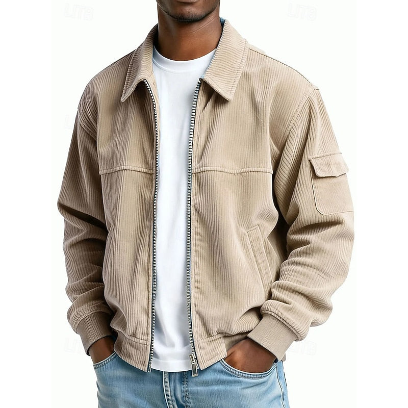 Kessoro Men's Ribbed Textured Jacket in navy blue, dark green, brown and more colours, image 7 of 13.