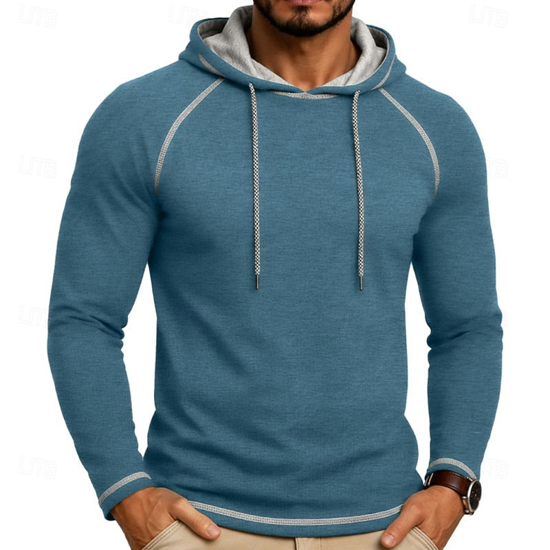 Kessoro men's raglan-sleeve drawstring pullover hoodie in assorted colourways, view 1
