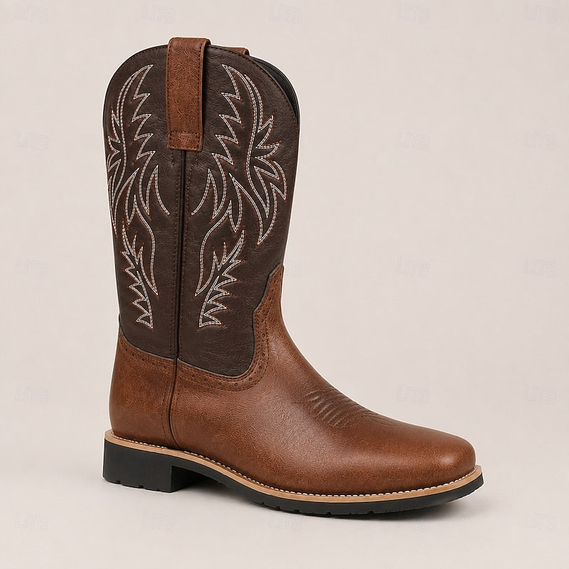 Kessoro men's embroidered western cowboy boots in brown or black, view 4 of 10