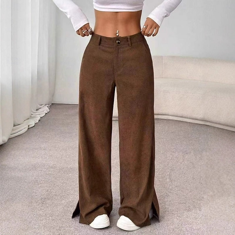 Kessoro Dark Gray high-waist wide-leg trousers for women
