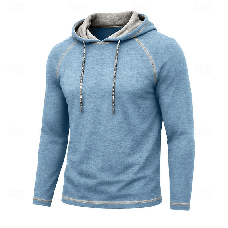 Kessoro men's raglan-sleeve drawstring pullover hoodie in assorted colourways, view 14