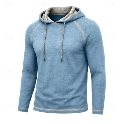 Kessoro men's raglan-sleeve drawstring pullover hoodie in assorted colourways, view 14