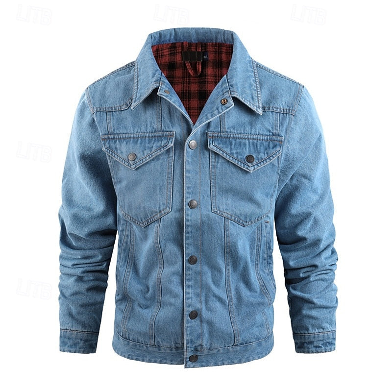 Kessoro men's rugged check-lined everyday jacket in brown, dark blue, black and green